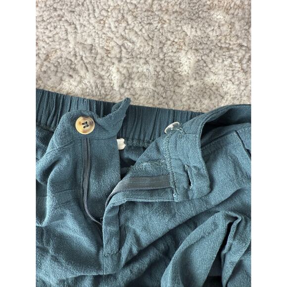 Grade + Gather Size S Ankle Linen Blend Flat Front Pants Green Button Zip Casual - Picture 8 of 12